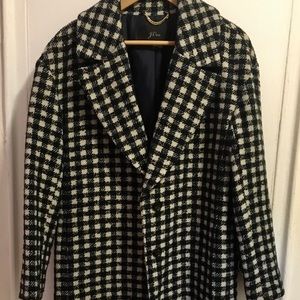 Oversized Top Coat in Checked Tweed